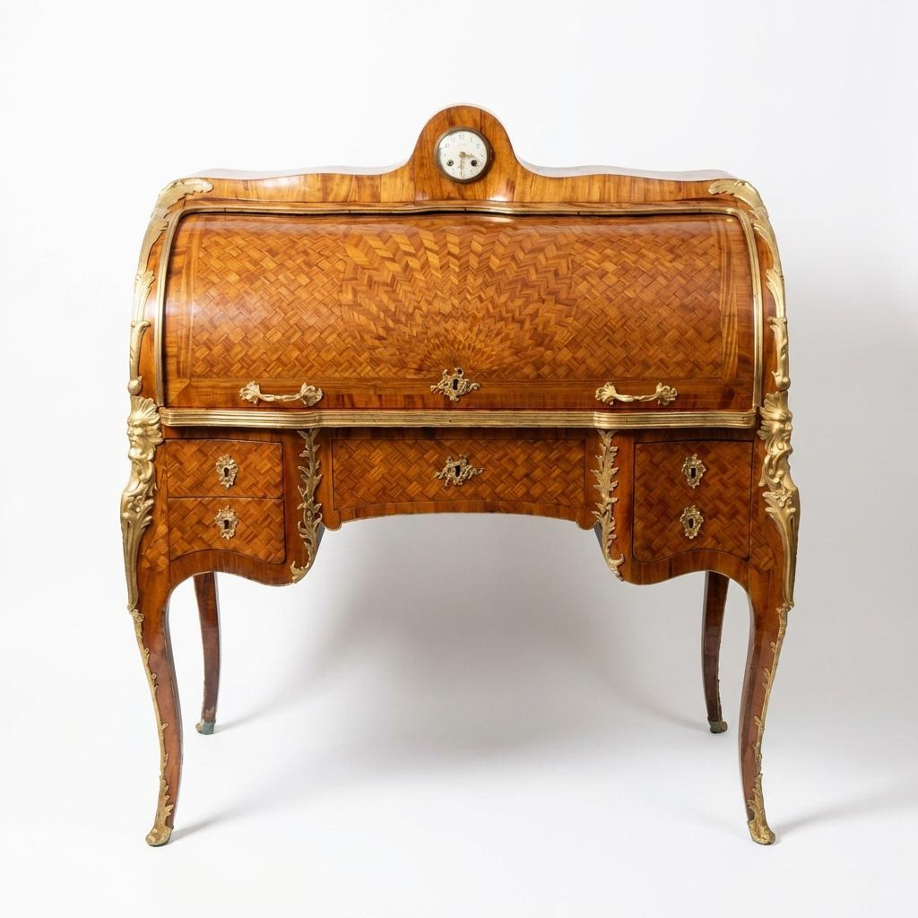 Bureau à Horloge en marqueterie de citronier - époque Napoléon III