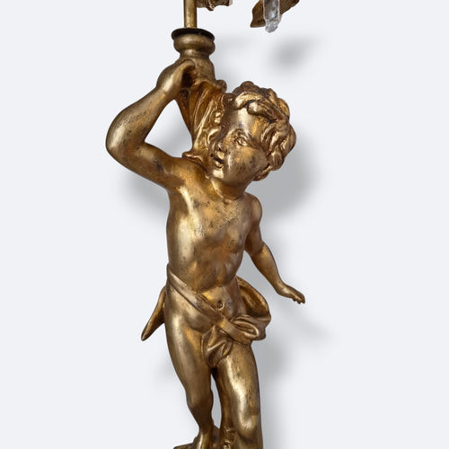 Lampe en bois doré XIXe