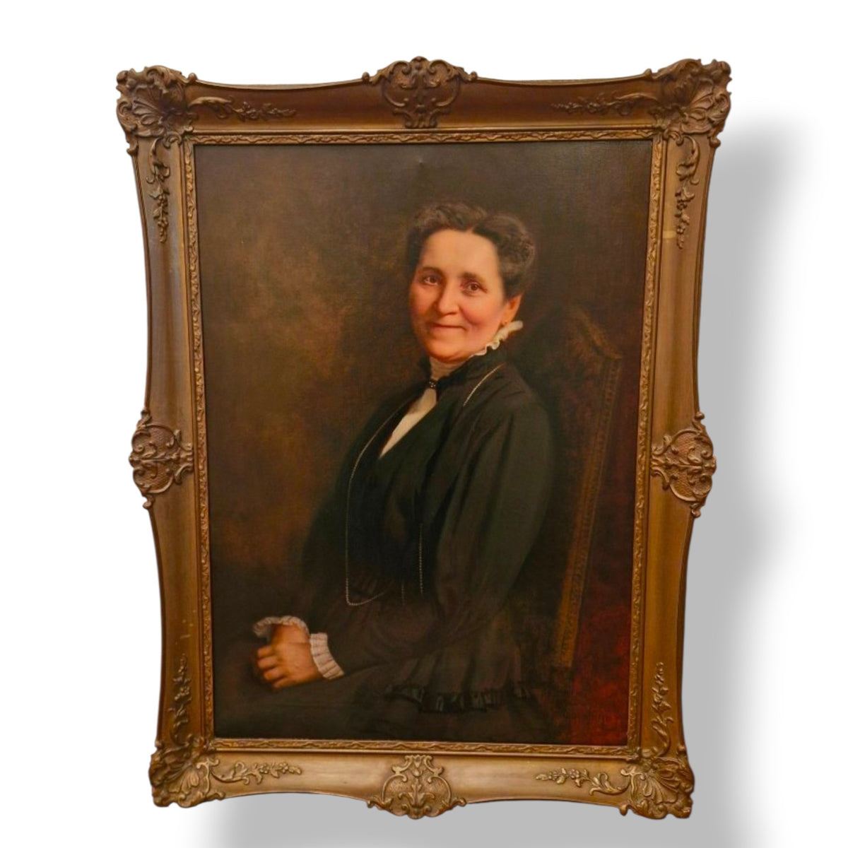 Portrait de femme assise – Huile sur toile, fin XIXᵉ siècle