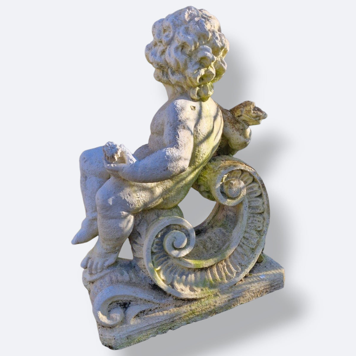 Angelot décoratif en pierre reconstituée – Décor de jardin