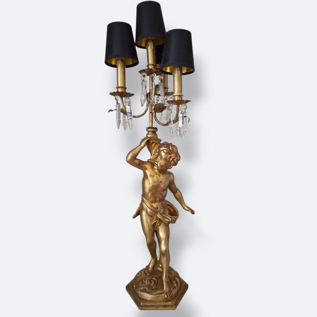 Lampe en bois doré XIXe