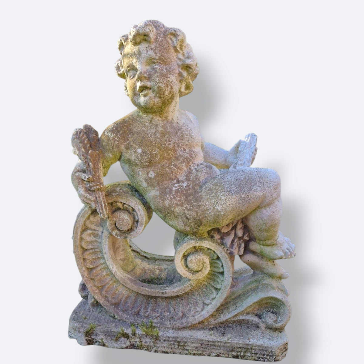 Angelot décoratif en pierre reconstituée – Décor de jardin